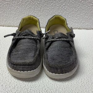 Hey Dude Kids Grey Slip-On Sneakers with Yellow Lining Sz K8